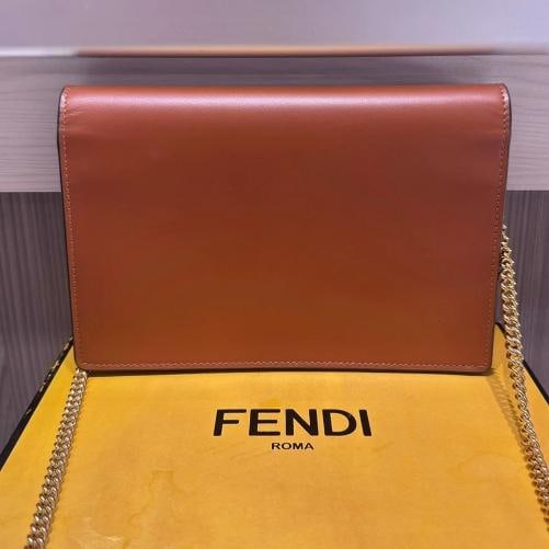Fendi Signature Roma Logo Wallet on Chain Brown Leather Crossbody Bag - 4