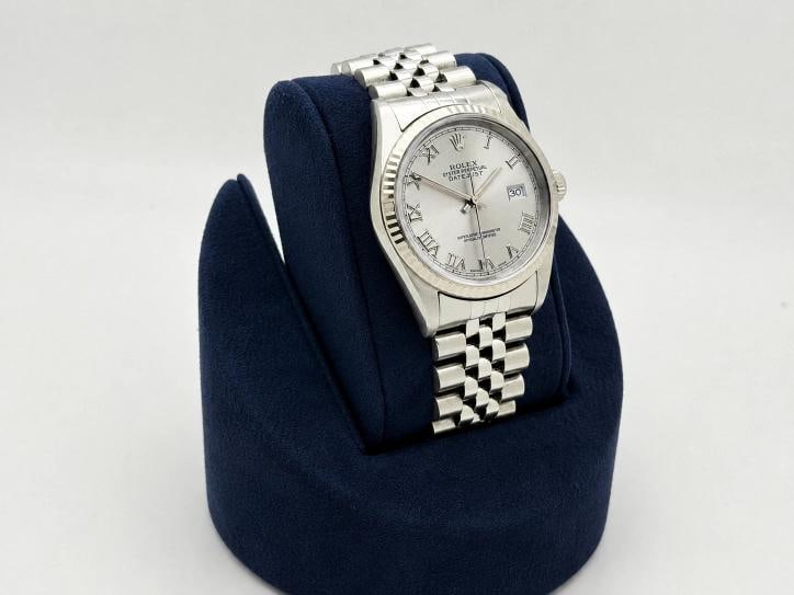 2004 Rolex Datejust 16234 36mm Silver Roman Dial 18k Gold Steel Jubilee - 4