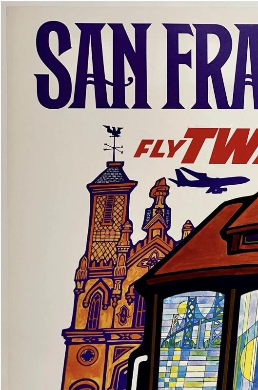 Original Vintage Poster SAN FRANCISCO FLY TWA Airline Travel Tourism KLEIN OL - 2