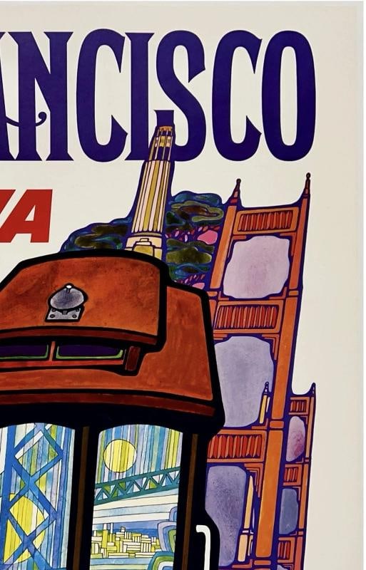 Original Vintage Poster SAN FRANCISCO FLY TWA Airline Travel Tourism KLEIN OL - 3