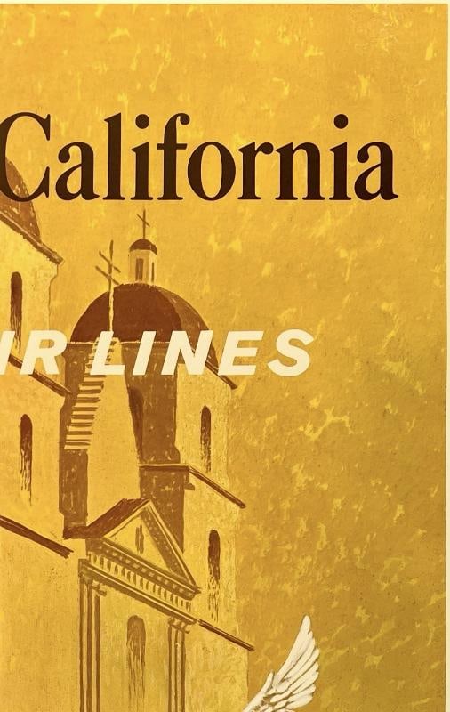 Original Vintage Poster SOUTHERN CALIFORNIA UNITED AIR LINES Airline Travel OL - 3