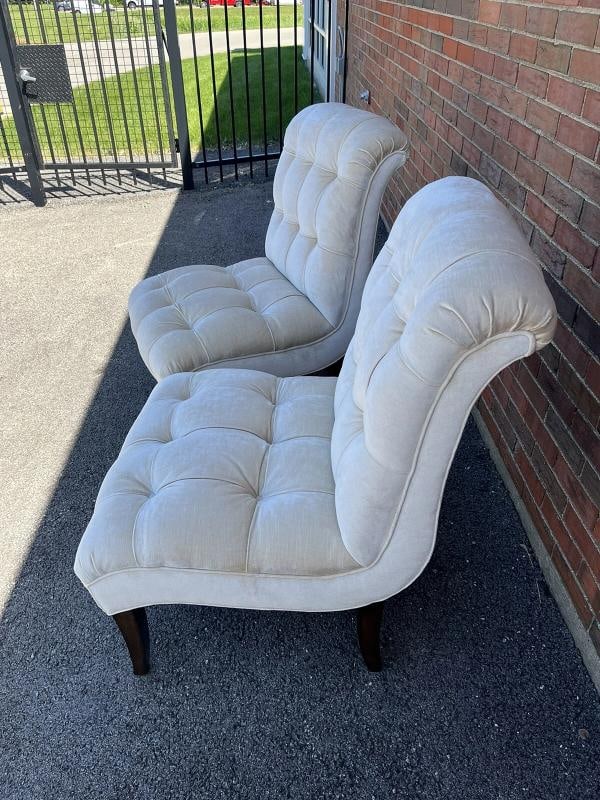 Pair of Custom Upholstered High End Tufted Accent Chairs Orig MSRP $3500 each - 5