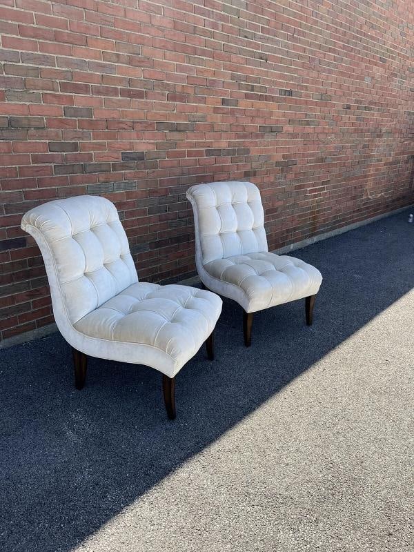 Pair of Custom Upholstered High End Tufted Accent Chairs Orig MSRP $3500 each - 9