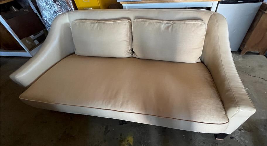 Baker Furniture Laura Kirar 'NEUE" Loveseat in Leather and Linen - 11