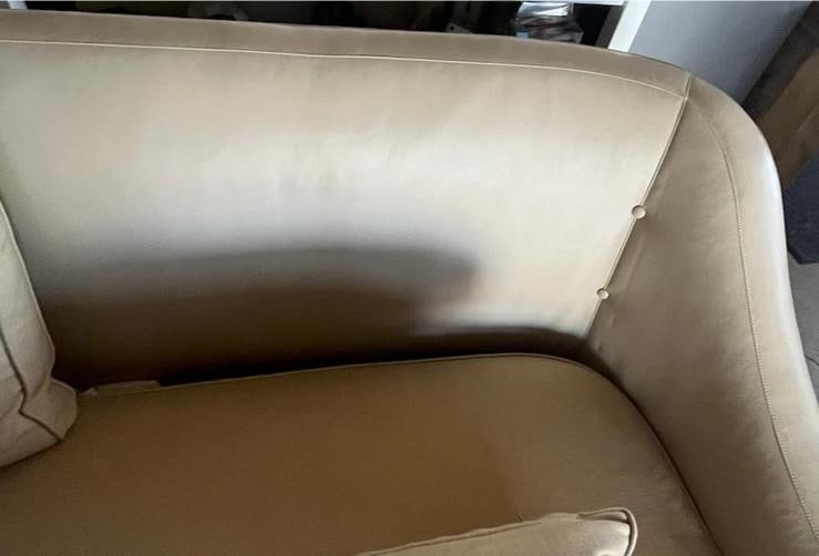 Baker Furniture Laura Kirar 'NEUE" Loveseat in Leather and Linen - 12