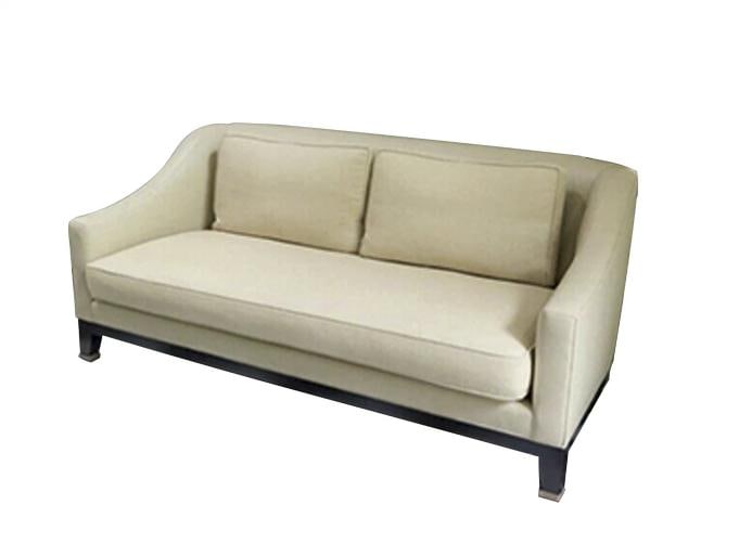 Baker Furniture Laura Kirar 'NEUE" Loveseat in Leather and Linen (1 of 12)