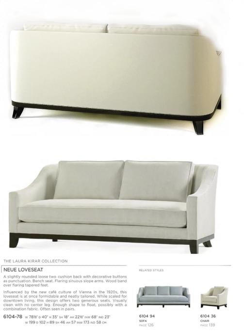 Baker Furniture Laura Kirar 'NEUE" Loveseat in Leather and Linen - 9