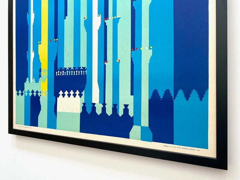 " EGYPT UAR " RARE 1962 MID CENTURY MODERN SILKSCREEN PRINT FRAMED TRAVEL POSTER - 11