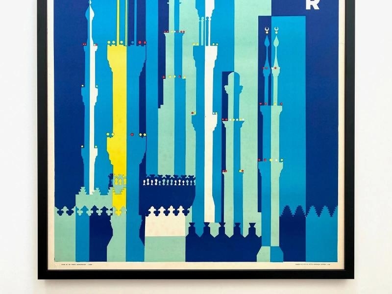 " EGYPT UAR " RARE 1962 MID CENTURY MODERN SILKSCREEN PRINT FRAMED TRAVEL POSTER - 3