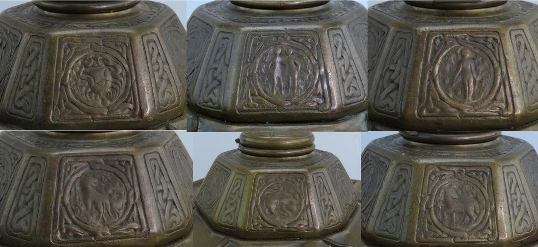 Fabulous Tiffany Studios Largest Zodiac 1073 Inkwell Desk Tray 10 3/4" x 9 3/4" - 3