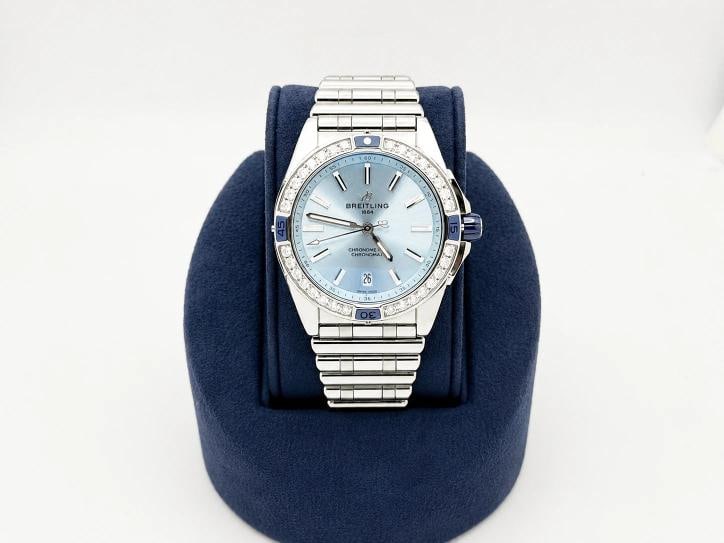 2025 Breitling Super Chronomat 38 A17356 Diamond Bezel Blue Dial Steel Box Paper - 2