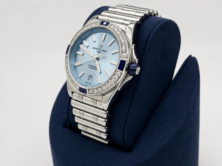 2025 Breitling Super Chronomat 38 A17356 Diamond Bezel Blue Dial Steel Box Paper - 8