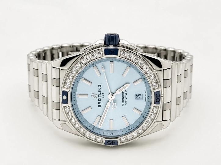 2025 Breitling Super Chronomat 38 A17356 Diamond Bezel Blue Dial Steel Box Paper - 9