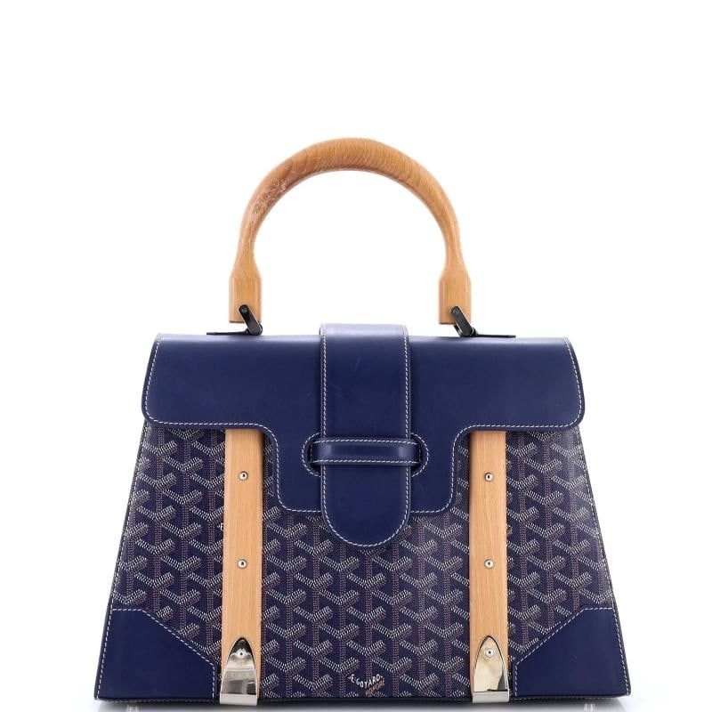 Goyard Saigon Top Handle Bag Coated Canvas with Leather MM: Accessories: Dust Bag, With Strap Measurements: Handle Drop 6", Height 10", Width 14", Depth 6", Strap Drop 19-25". Condition: Pre-owned - Good,Brand: Goyard,Exterior Material: Leather,Style: Top