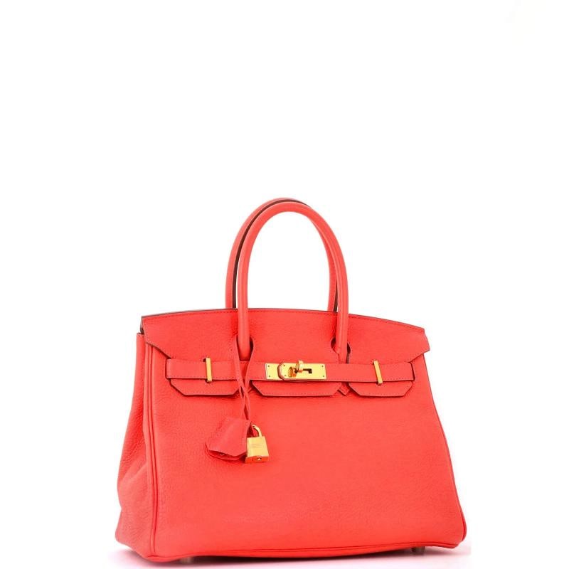 Hermes Birkin Handbag Red Clemence with Gold Hardware 30 - 3
