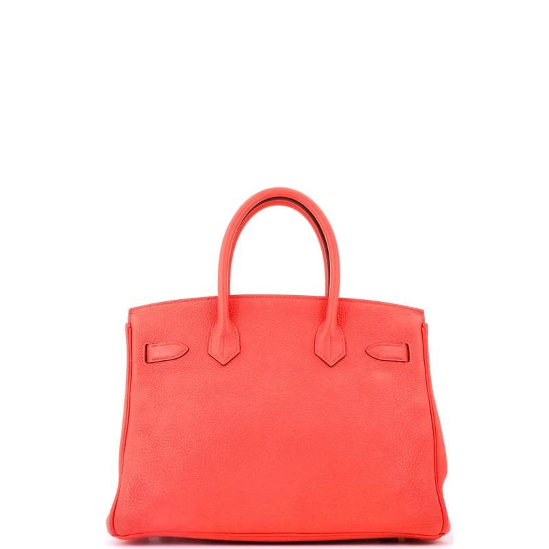 Hermes Birkin Handbag Red Clemence with Gold Hardware 30 - 4