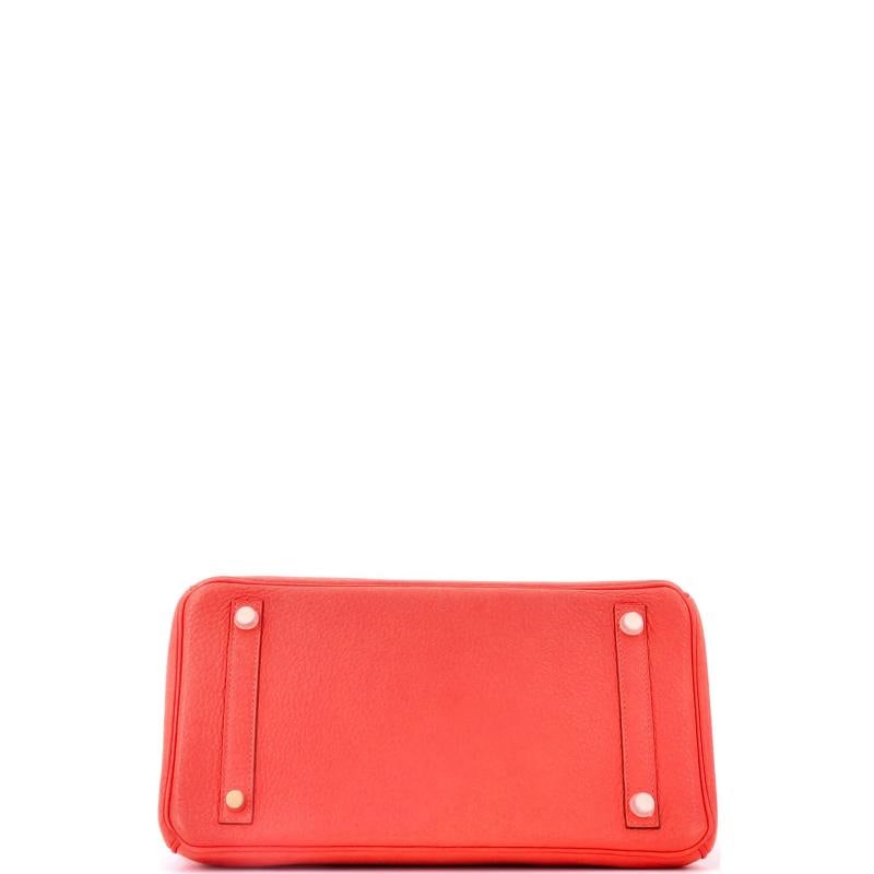 Hermes Birkin Handbag Red Clemence with Gold Hardware 30 - 5