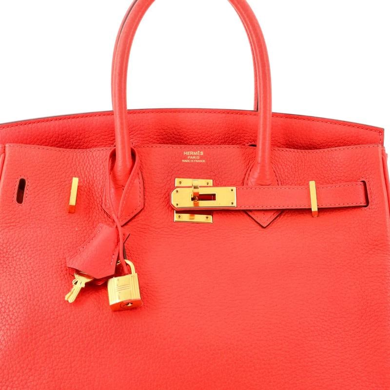 Hermes Birkin Handbag Red Clemence with Gold Hardware 30 - 6