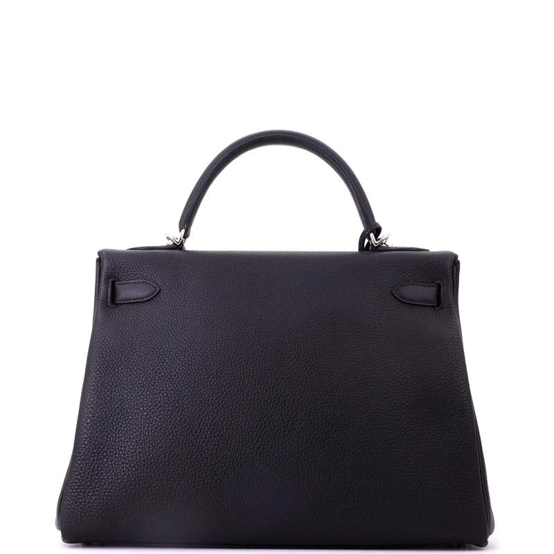 Hermes Kelly Handbag Black Togo with Palladium Hardware 32 - 4