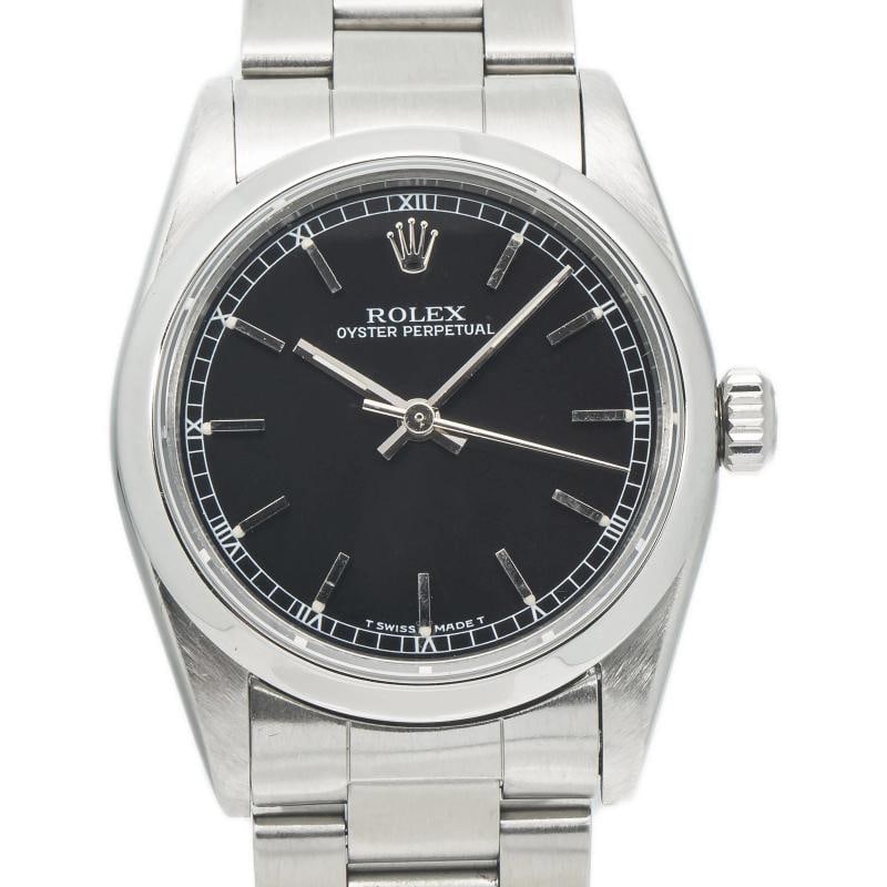 Rolex Oyster Perpetual 67480 SS Auto Black Dial Unisex Watch 31mm (1 of 5)