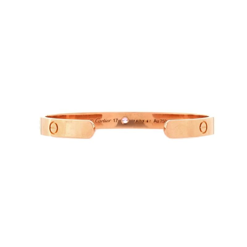 Cartier Love Cuff Bracelet 18K Rose Gold with Pink Sapphire - 2