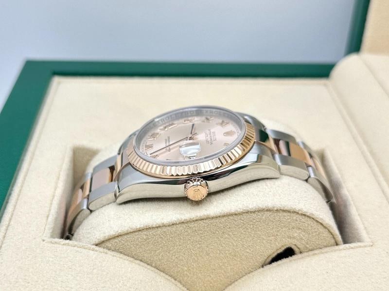 Rolex Datejust 116201 36mm Pink Roman Dial 18k Rose Gold Stainless Steel - 4