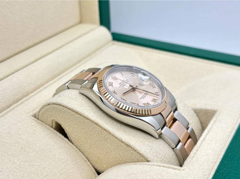 Rolex Datejust 116201 36mm Pink Roman Dial 18k Rose Gold Stainless Steel - 6