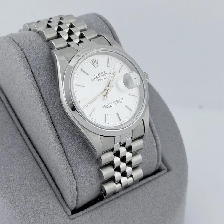 Rolex Date 15200 34mm Silver Dial Stainless Steel Jubilee - 3