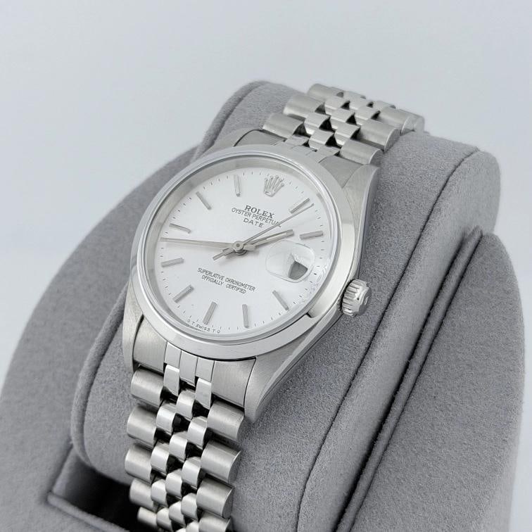 Rolex Date 15200 34mm Silver Dial Stainless Steel Jubilee - 4