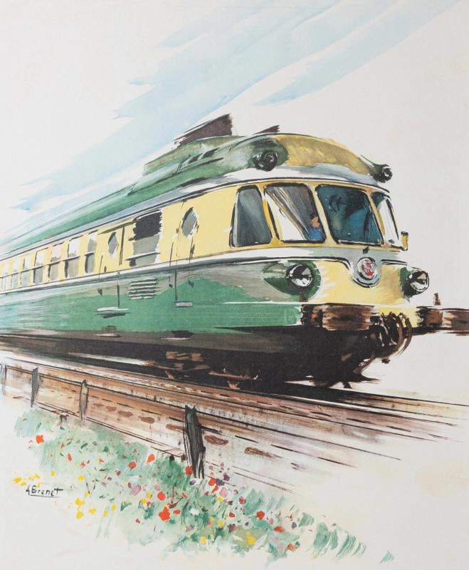 Original Train Poster, Brenet, French Railway Travel Trasnportation Tourism 1958 - 2