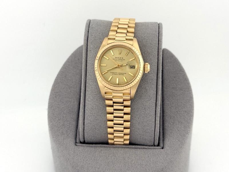 Rolex Ladies Datejust President 6917 Champagne Dial 18k Yellow Gold - 11