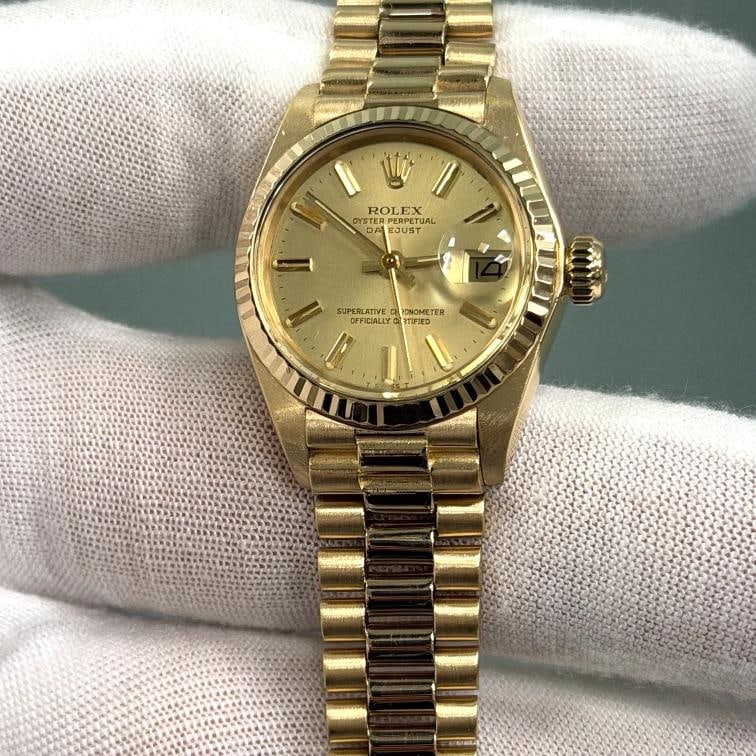 Rolex Ladies Datejust President 6917 Champagne Dial 18k Yellow Gold - 2