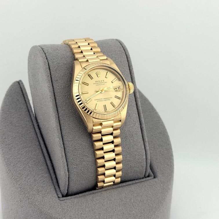 Rolex Ladies Datejust President 6917 Champagne Dial 18k Yellow Gold - 5