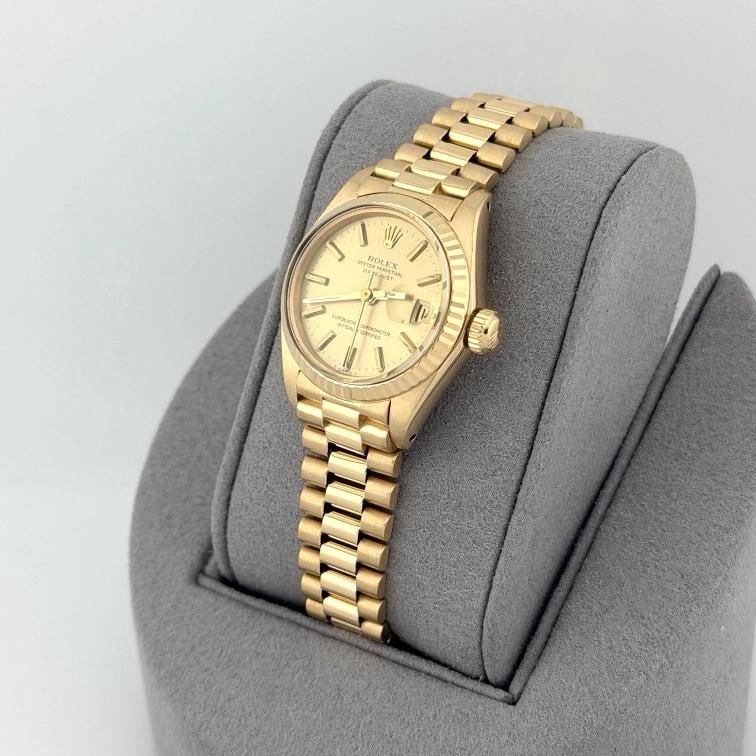 Rolex Ladies Datejust President 6917 Champagne Dial 18k Yellow Gold - 6