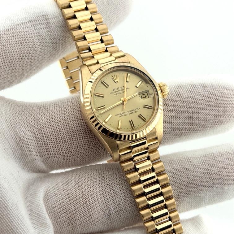 Rolex Ladies Datejust President 6917 Champagne Dial 18k Yellow Gold - 8