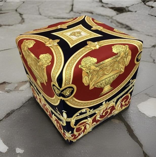 VERSACE CUSTOM MADE CUBE OTTOMAN LION AND URN PRINT UPOLSTERY FABRIC 19Ã¢â‚: Condition: Used: An item that has been used previously. The item may have some signs of cosmetic wear, but is fully operational and functions as intended. This item may be a floor model or store retur