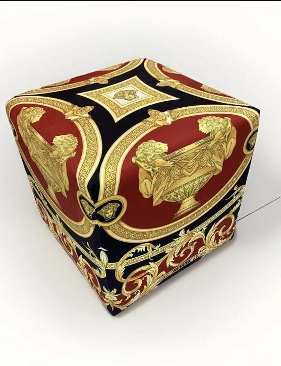 VERSACE CUSTOM MADE CUBE OTTOMAN LION AND URN PRINT UPOLSTERY FABRIC 19Ã¢â‚ - 5