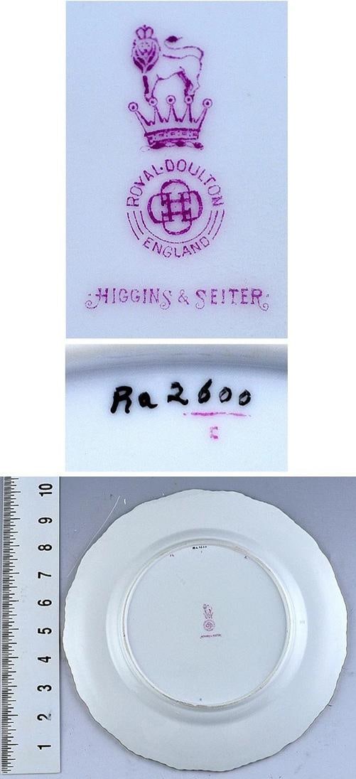 Best 12 Royal Doulton Gilt Porcelain RA2600 Dinner Plates - 4
