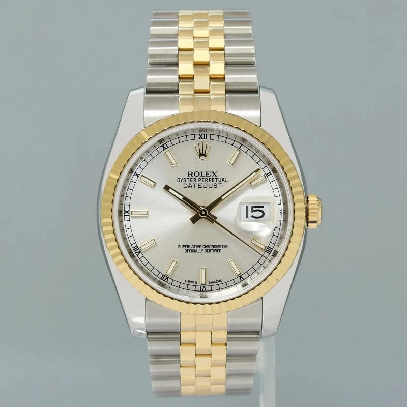 2013 PAPERS MINT Rolex 116233 DateJust Jubilee 36mm Two Tone Gold Silver Stick - 2