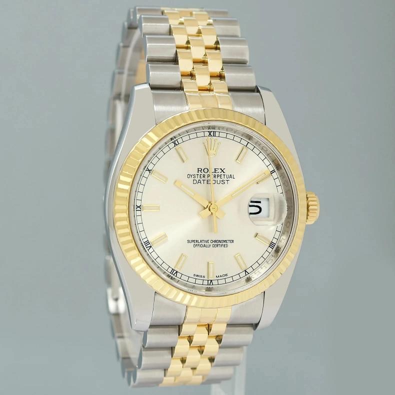 2013 PAPERS MINT Rolex 116233 DateJust Jubilee 36mm Two Tone Gold Silver Stick - 3