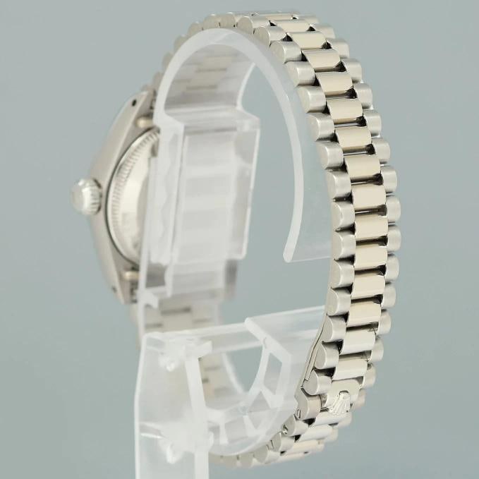 PAPERS Ladies Rolex DateJust Silver Sigma President 26mm 6917 White Gold Watch - 4