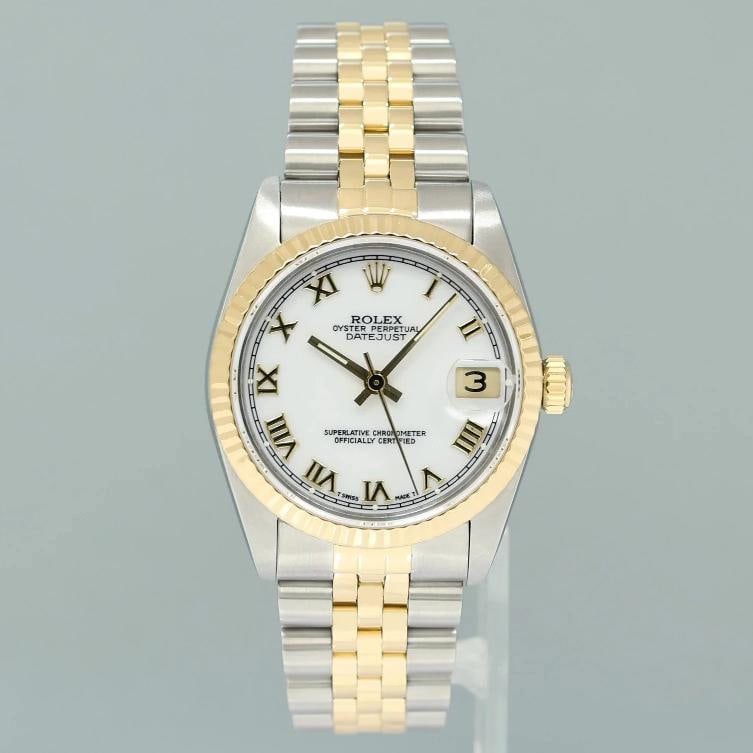 2018 RSC PAPERS Ladies Rolex 68273 Two Tone Gold White Roman Steel 31mm Watch - 3