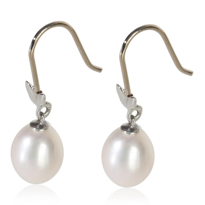 Tiffany & Co. Sterling Silver Pearl Paloma Picasso Olive Leaf Earrings - 2