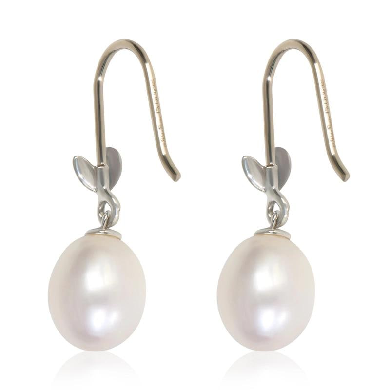 Tiffany & Co. Sterling Silver Pearl Paloma Picasso Olive Leaf Earrings - 3