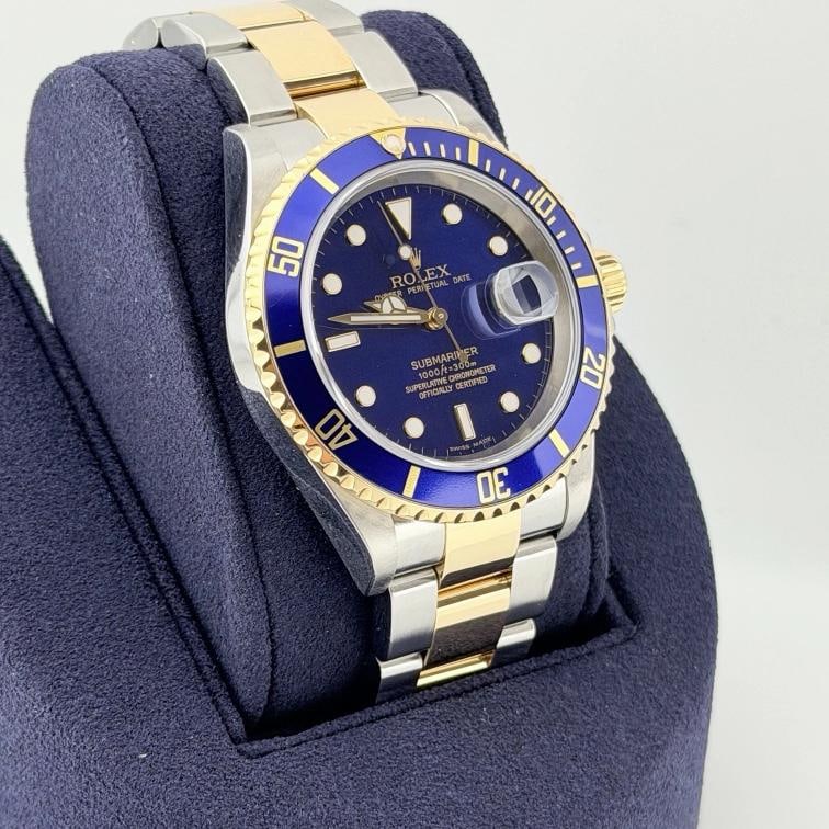 2007 Rolex Submariner Date Blue 16613 40mm Blue Dial 18k Yellow Gold Steel - 7