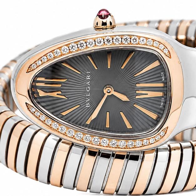 Bvlgari Serpenti Tubogas SP35SPG 18k Rose TwoTone Grey Dial Quartz Watch 35mm - 2