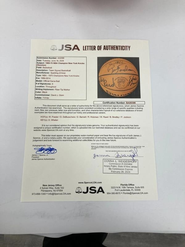 1969 - 1970 New York Knicks NBA Champs Team Signed Basketball JSA COA - 2