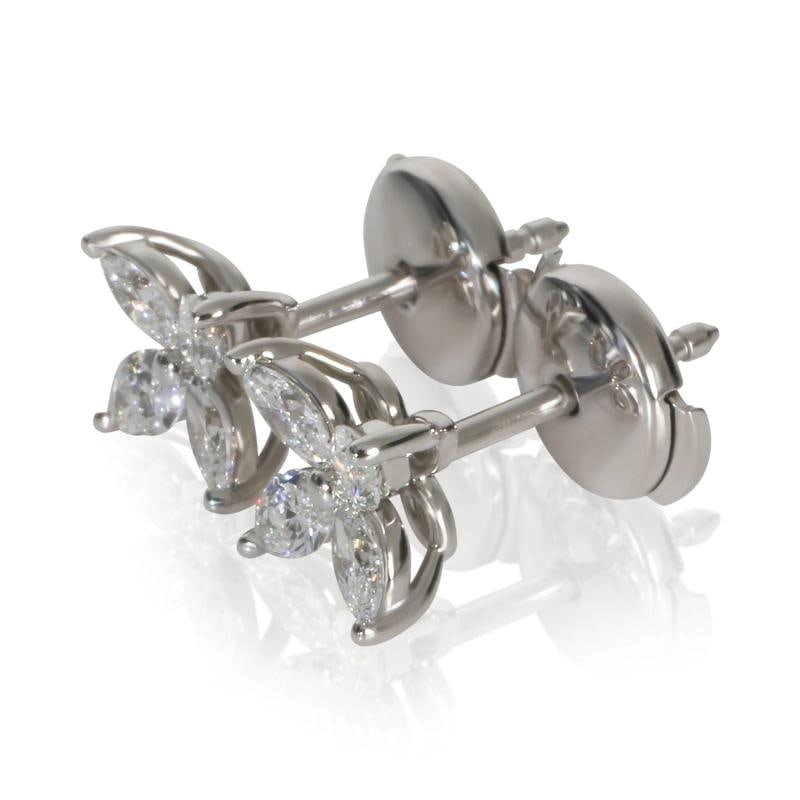 Tiffany & Co. Platinum Diamond Small Model Victoria Earrings - 2