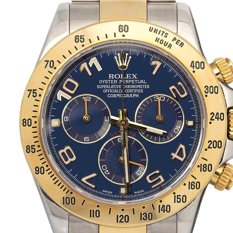 Rolex Daytona 116523 Oyster Two Tone YG Scrambled Blue Racing Dial Auto Men 40mm - 2