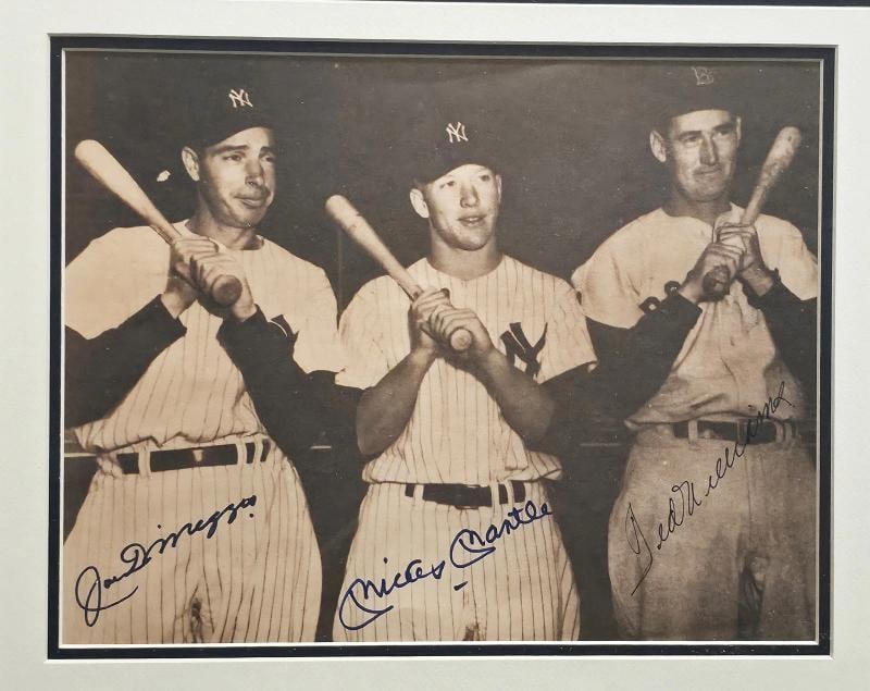 Mickey Mantle, Ted Williams & Joe DiMaggio Signed Framed 11x14 Photo BAS - 2